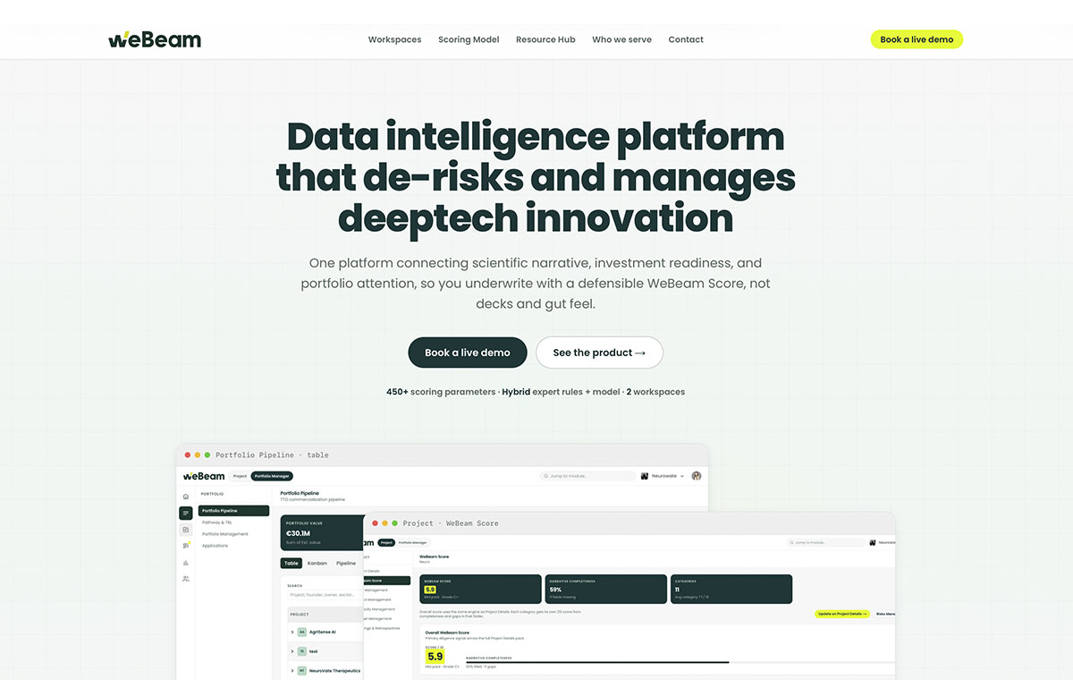 Landing page — the product above the fold